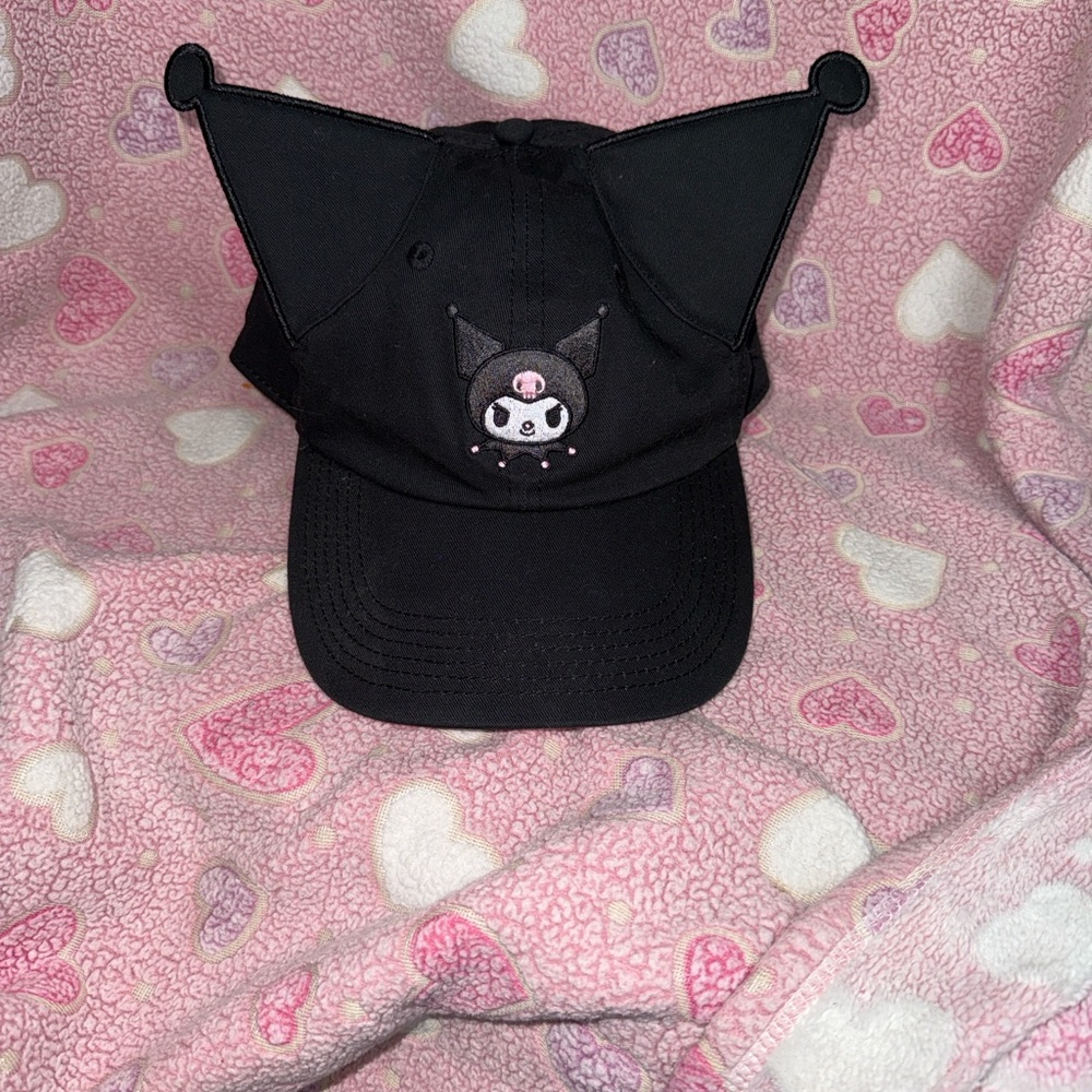 Sanrio Black Cap with Cat Ears and Embroidery